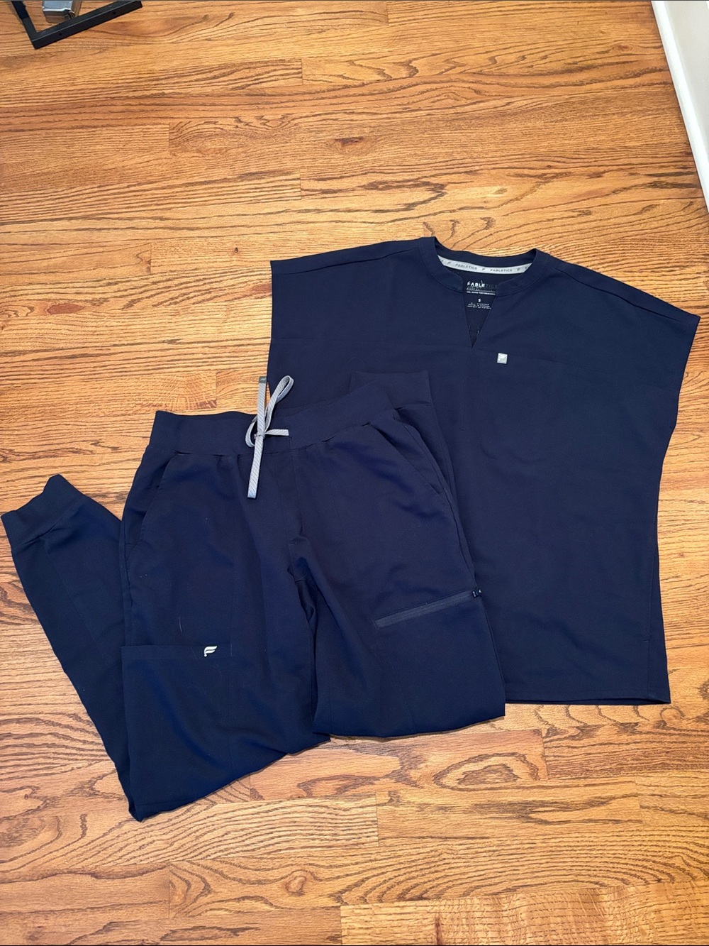 Fabletics Navy Relaxed Scrub Top and Jogger Set